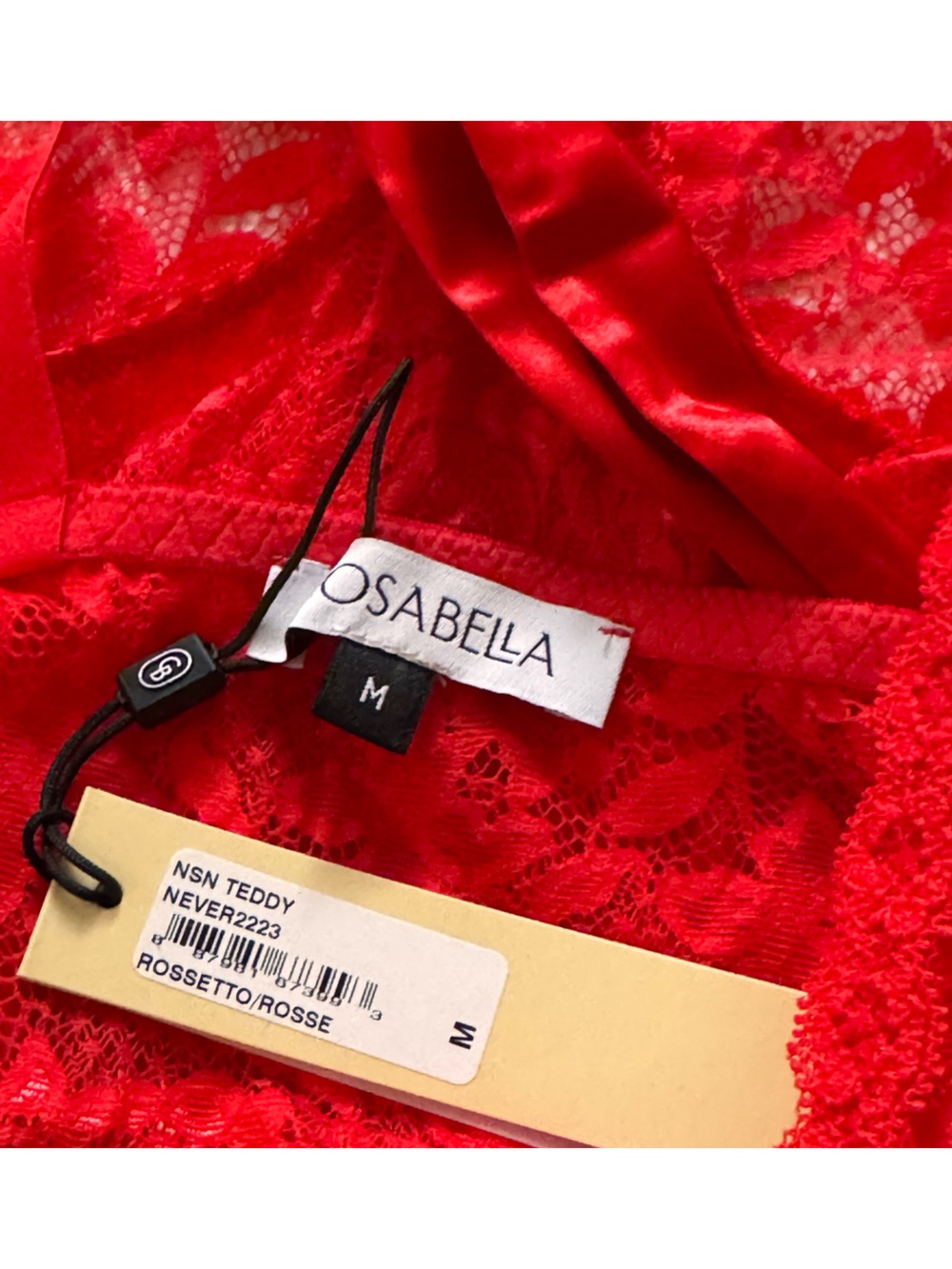 Cosabella M Red Lace Bodysuit Teddy with Silk Waist Tie - Picture 6 of 7